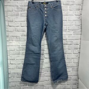 Todd Oldham Vintage Button Fly Distressed Bootcut Jeans 9